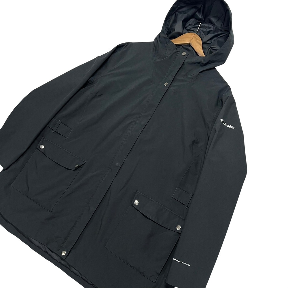 Columbia Omni-Tech Black Waterproof Rain Jacket Parka Hooded Winter Womens 3X